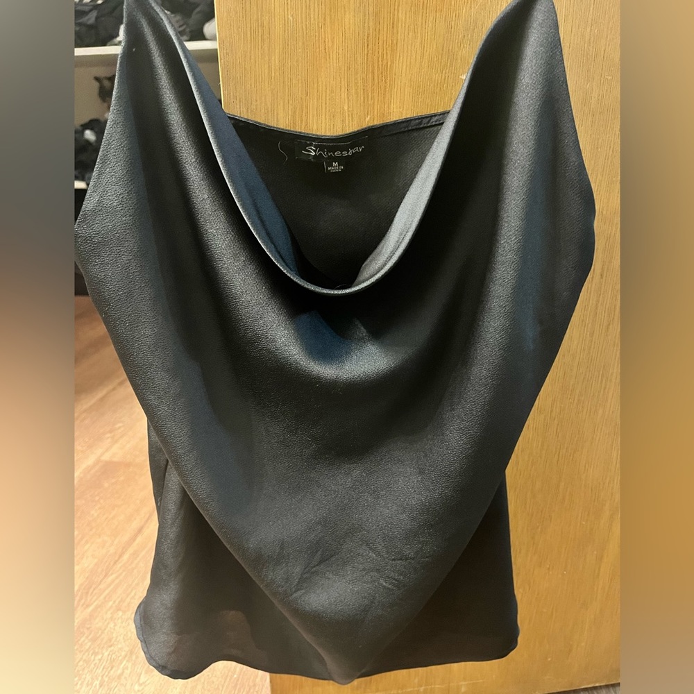 Sleek silky black blouse